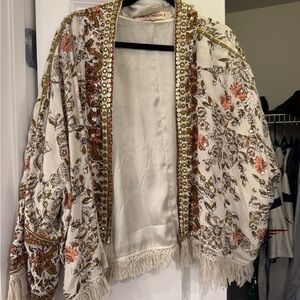 Free People Floral Embellished Cape